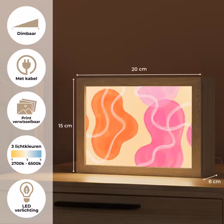 Lightbox - Wandlamp - Abstract - Aquarel - Organisch - Oranje - Roze — 9