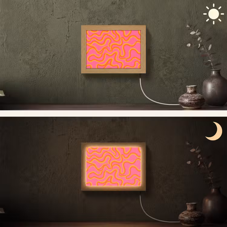Lightbox - Wandlamp - Abstract - Golvende lijnen - Modern - Kleurrijk — 3