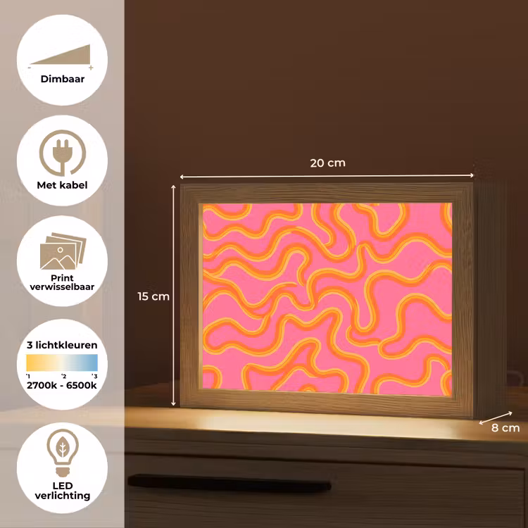 Lightbox - Wandlamp - Abstract - Golvende lijnen - Modern - Kleurrijk — 9