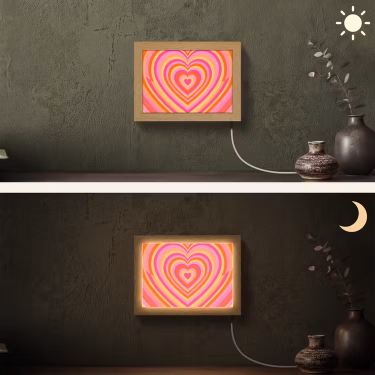 Lightbox - Wandlamp - Hart - Concentrisch - Abstract - Liefde - Kleurrijk — 3