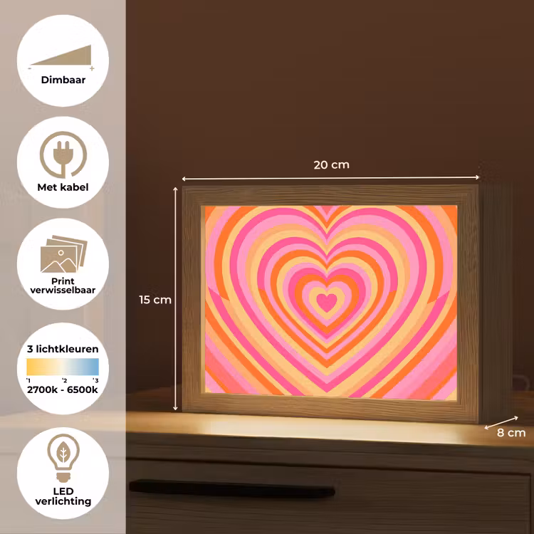 Lightbox - Wandlamp - Hart - Concentrisch - Abstract - Liefde - Kleurrijk — 9