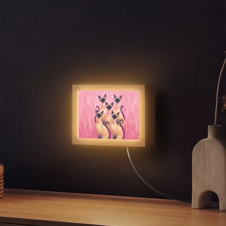 Lightbox - Wandlamp - Kat - Groep - Dieren - Modern - Roze — 2
