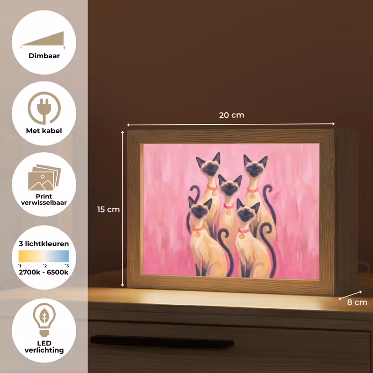 Lightbox - Wandlamp - Kat - Groep - Dieren - Modern - Roze — 9