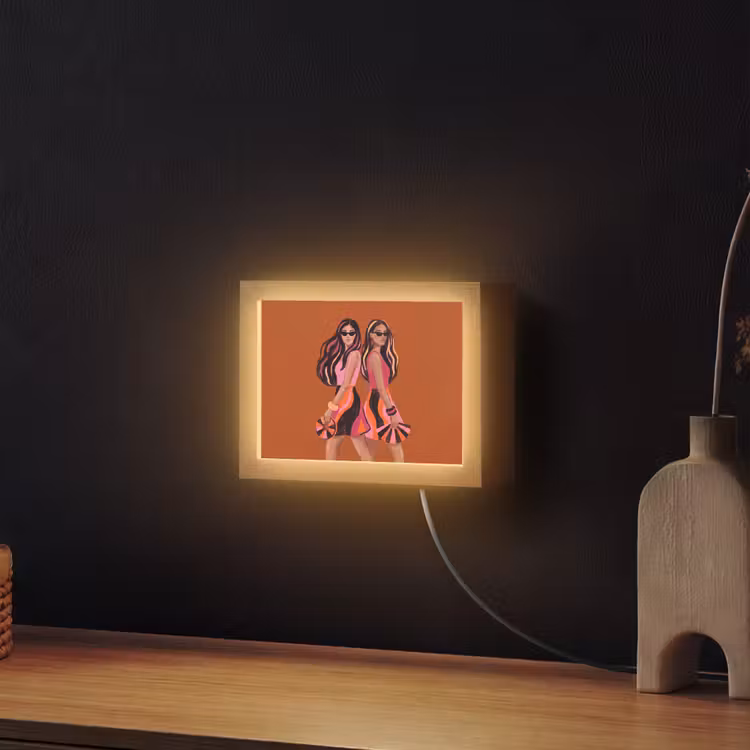 Lightbox - Wandlamp - Mensen - Duo - Mode - Illustratie - Kleurrijk — 2