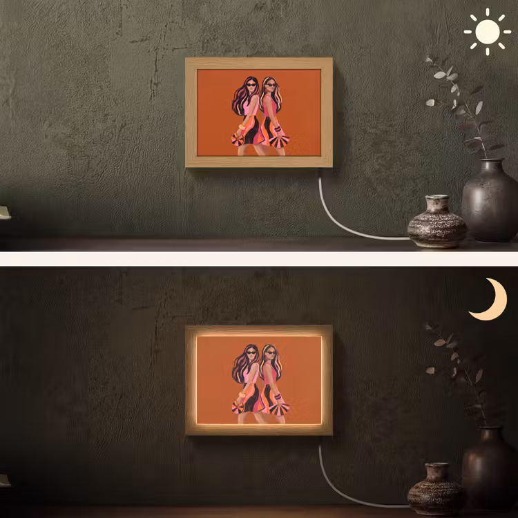 Lightbox - Wandlamp - Mensen - Duo - Mode - Illustratie - Kleurrijk — 3