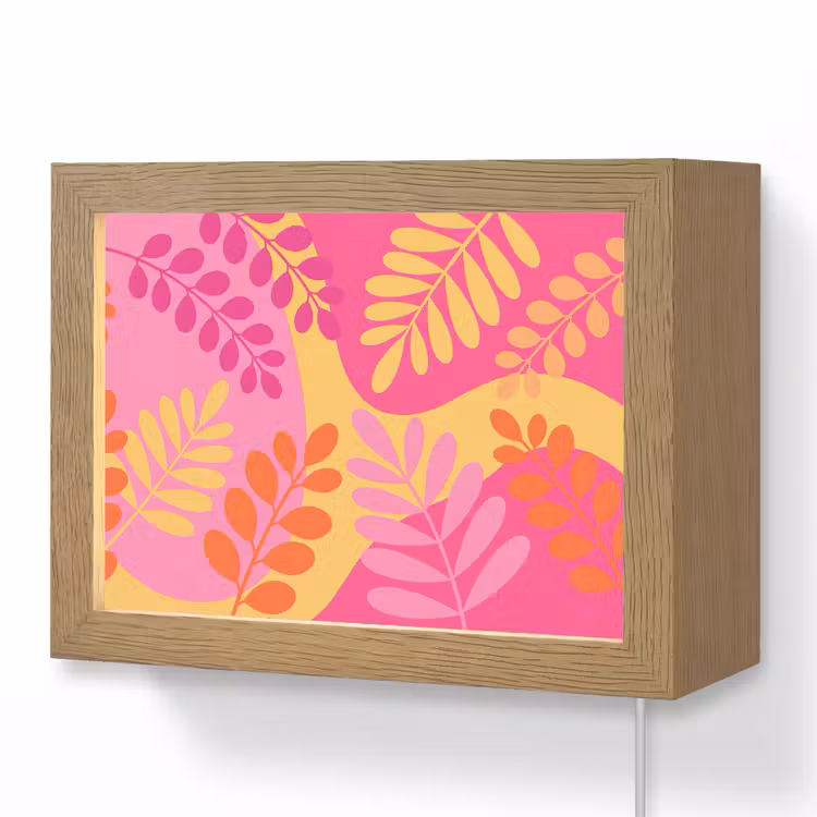 Lightbox - Wandlamp - Natuur - Bladeren - Abstract - Roze - Geel — 1