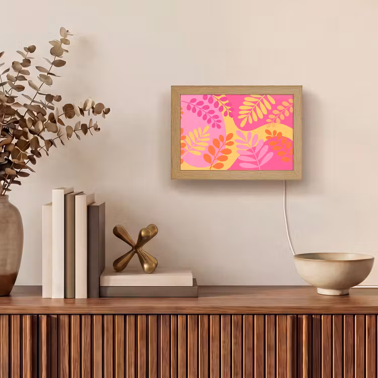Lightbox - Wandlamp - Natuur - Bladeren - Abstract - Roze - Geel — 4