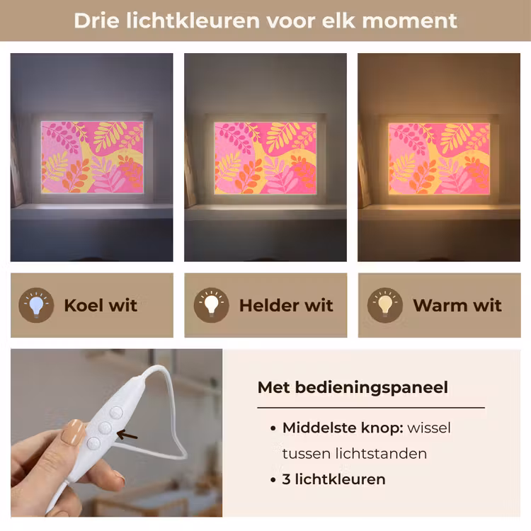 Lightbox - Wandlamp - Natuur - Bladeren - Abstract - Roze - Geel — 7