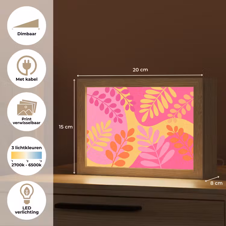 Lightbox - Wandlamp - Natuur - Bladeren - Abstract - Roze - Geel — 9