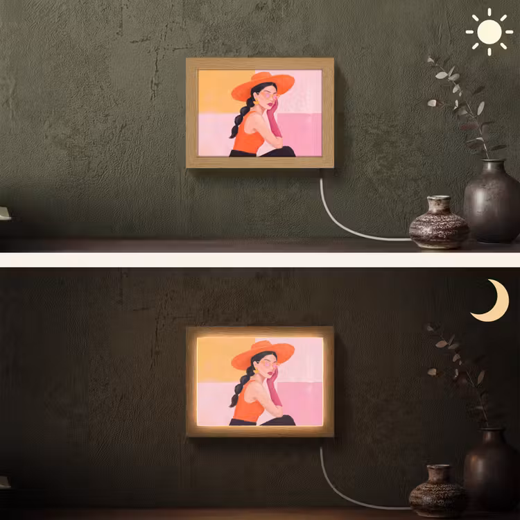 Lightbox - Wandlamp - Vrouw - Hoed - Mode - Modern - Oranje — 3