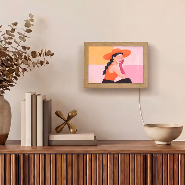 Lightbox - Wandlamp - Vrouw - Hoed - Mode - Modern - Oranje — 4