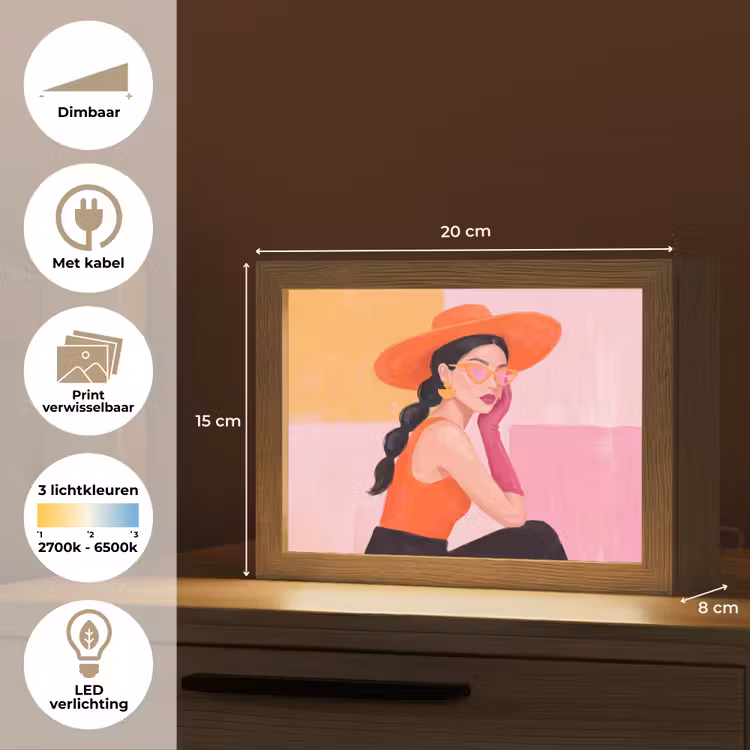 Lightbox - Wandlamp - Vrouw - Hoed - Mode - Modern - Oranje — 9