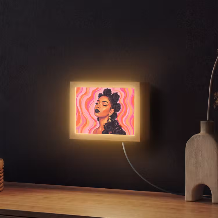 Lightbox - Wandlamp - Vrouw - Portret - Abstract - Kleurrijk - Roze — 2