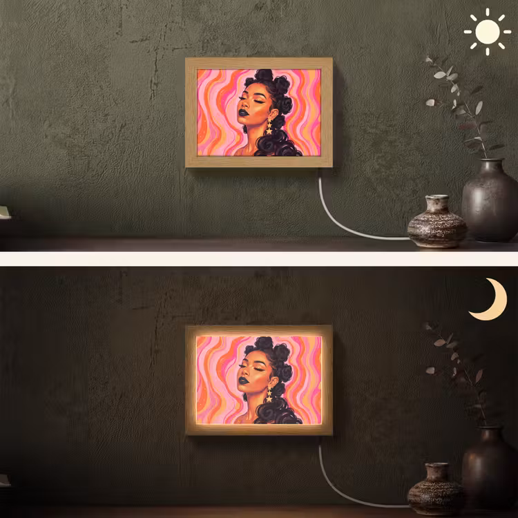 Lightbox - Wandlamp - Vrouw - Portret - Abstract - Kleurrijk - Roze — 3