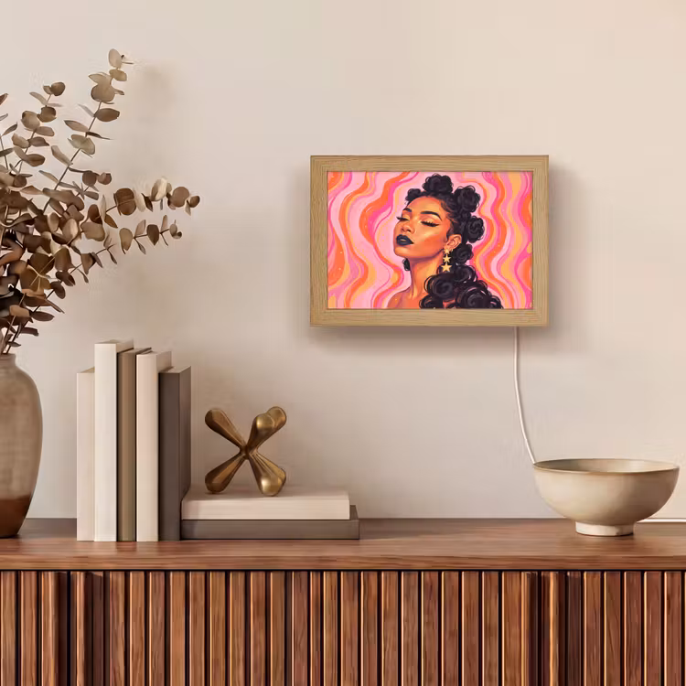 Lightbox - Wandlamp - Vrouw - Portret - Abstract - Kleurrijk - Roze — 4