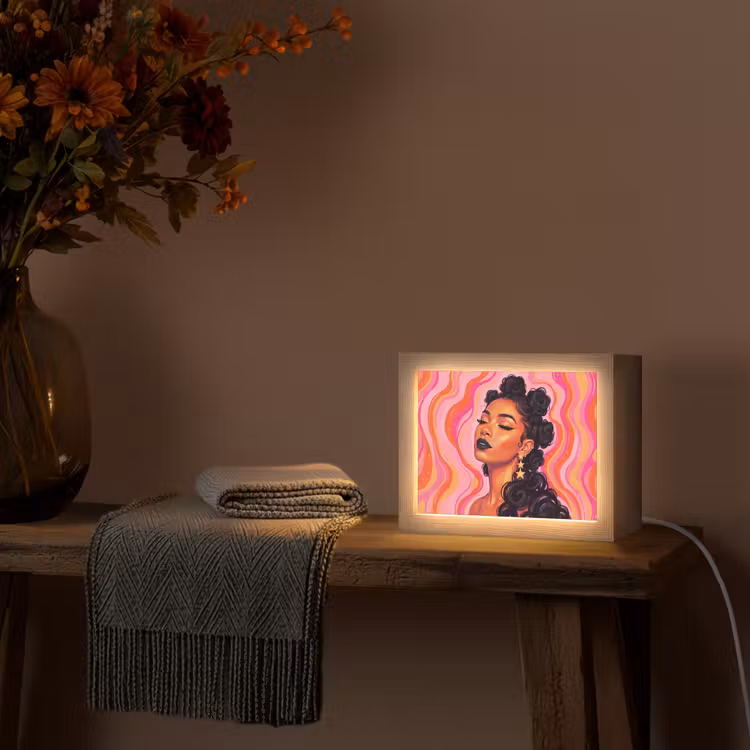Lightbox - Wandlamp - Vrouw - Portret - Abstract - Kleurrijk - Roze — 5