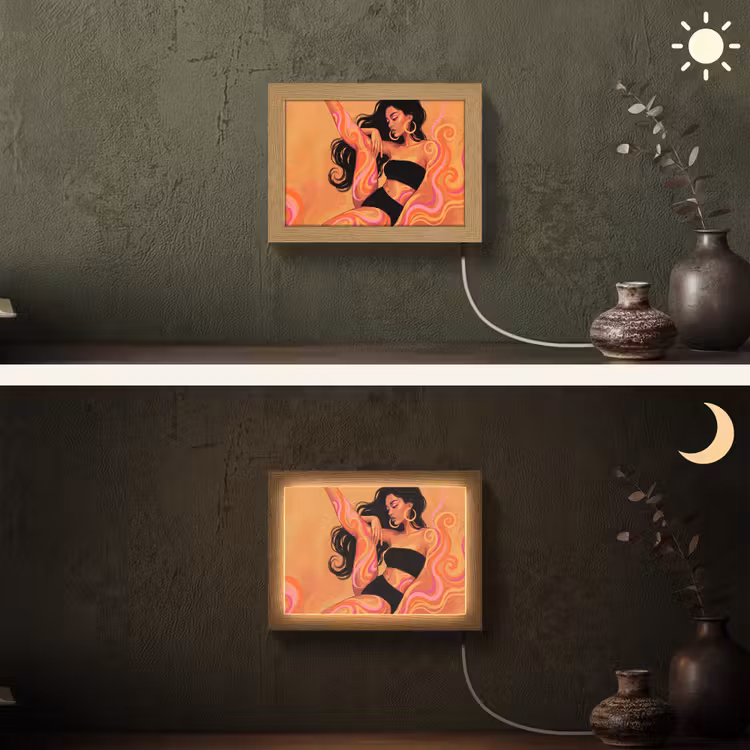 Lightbox - Wandlamp - Vrouw - Portret - Abstract - Modern - Kleurrijk — 3