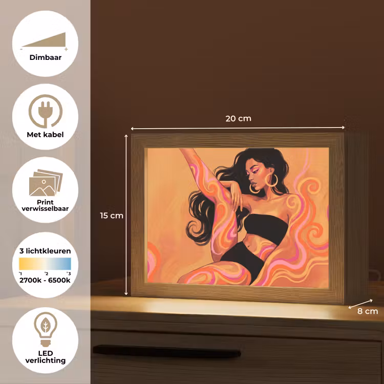 Lightbox - Wandlamp - Vrouw - Portret - Abstract - Modern - Kleurrijk — 9