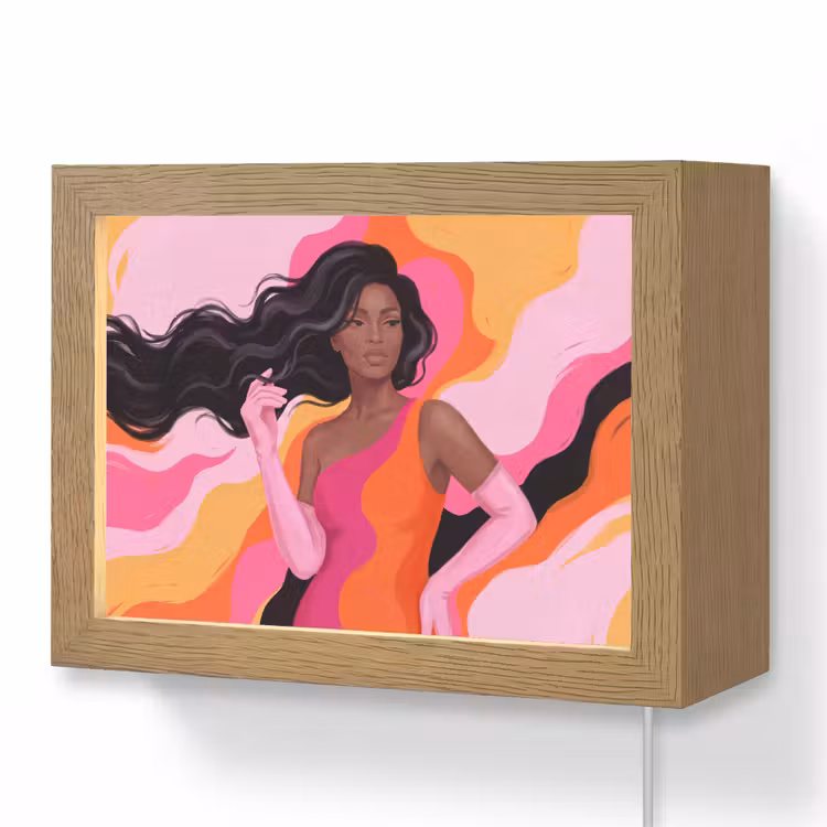 Lightbox - Wandlamp - Vrouw - Portret - Kleurrijk - Modern - Kunst — 1