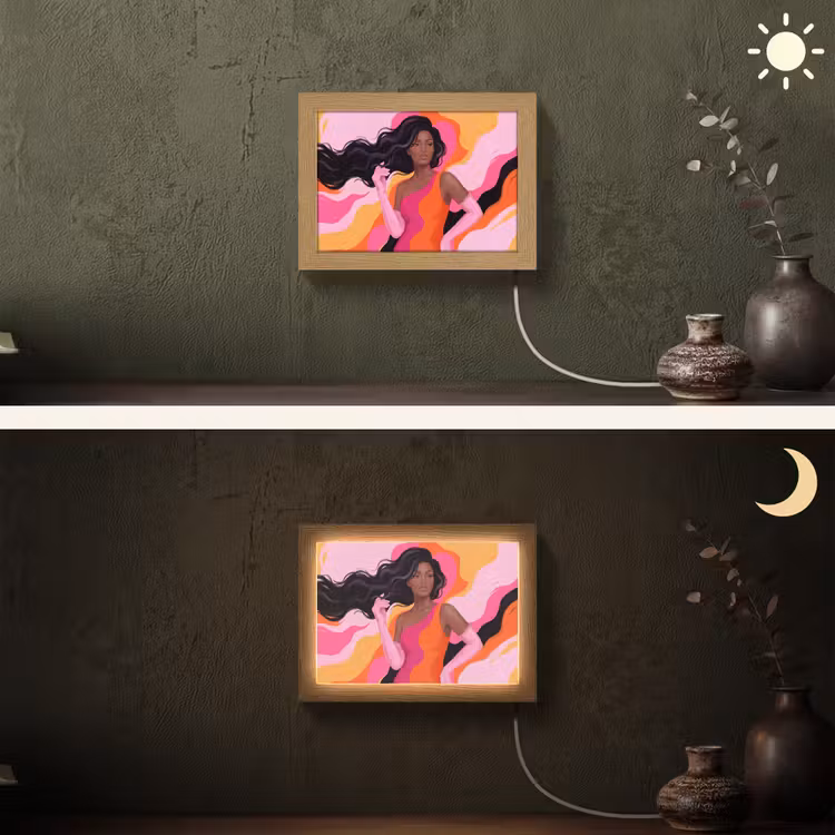 Lightbox - Wandlamp - Vrouw - Portret - Kleurrijk - Modern - Kunst — 3