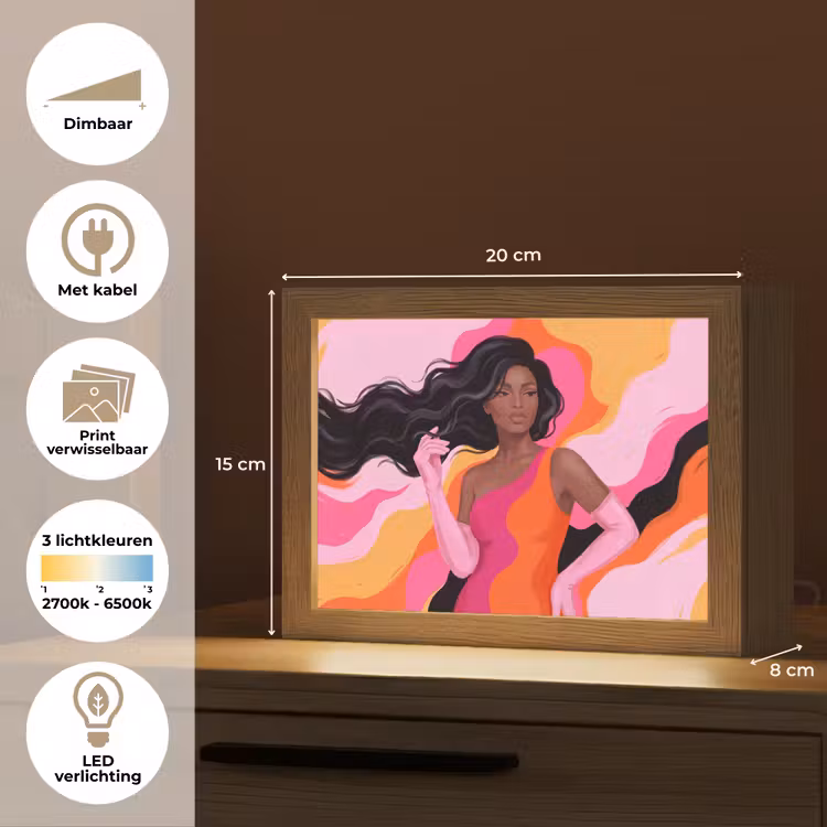 Lightbox - Wandlamp - Vrouw - Portret - Kleurrijk - Modern - Kunst — 9