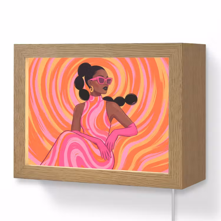 Lightbox - Wandlamp - Vrouw - Portret - Kunst - Abstract - Roze — 1
