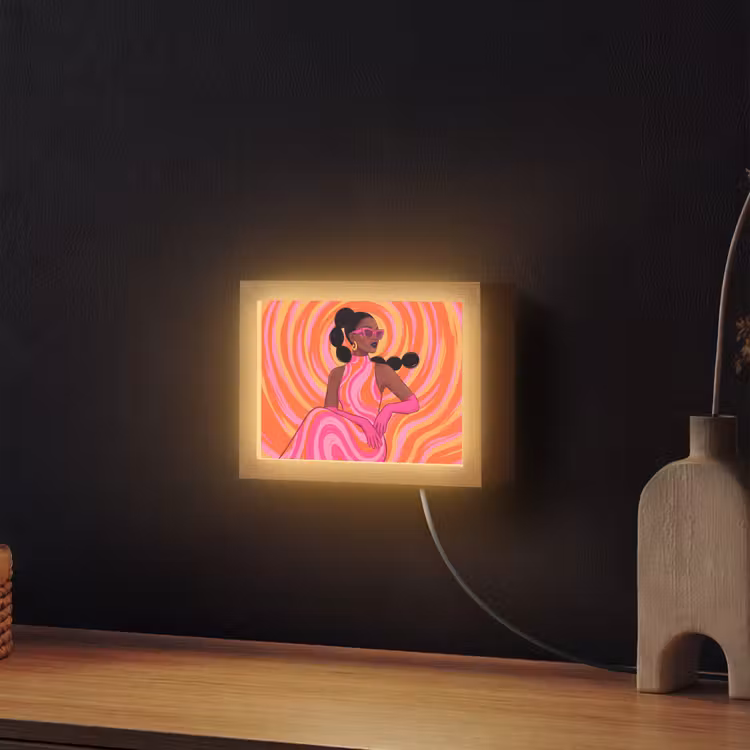 Lightbox - Wandlamp - Vrouw - Portret - Kunst - Abstract - Roze — 2