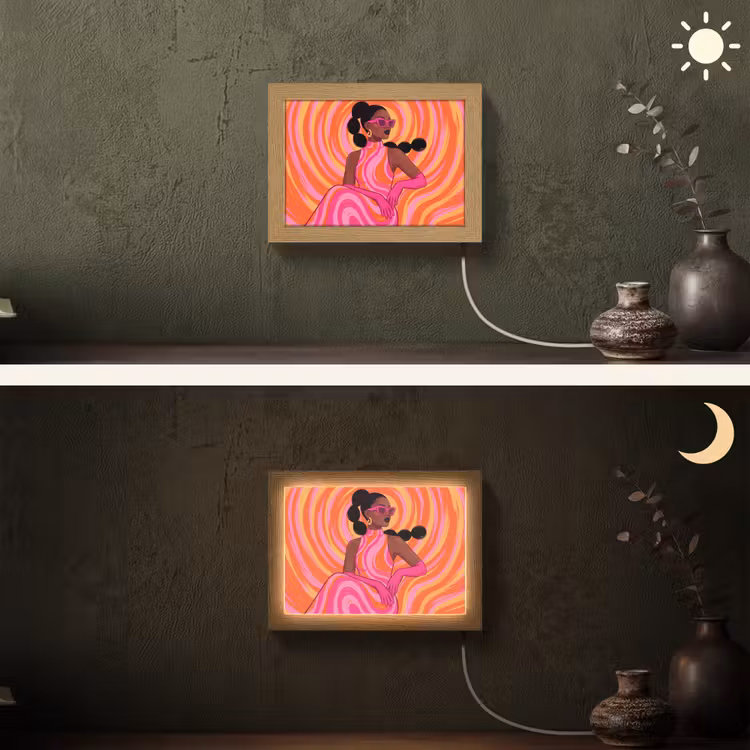 Lightbox - Wandlamp - Vrouw - Portret - Kunst - Abstract - Roze — 3