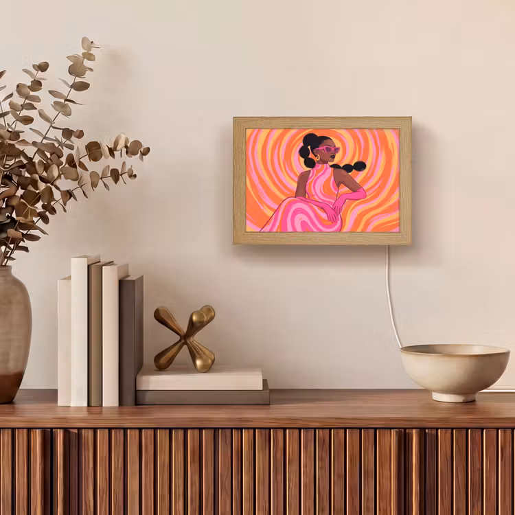 Lightbox - Wandlamp - Vrouw - Portret - Kunst - Abstract - Roze — 4