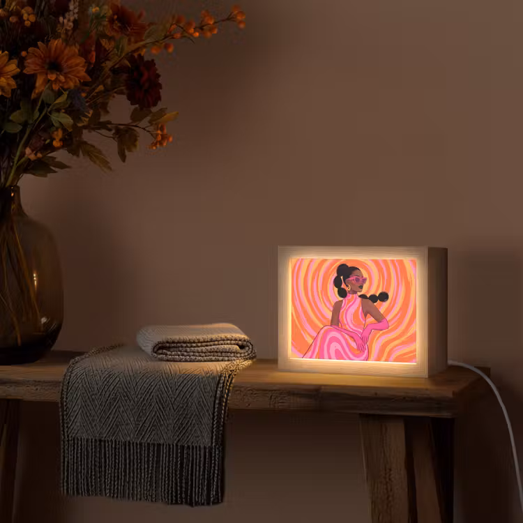 Lightbox - Wandlamp - Vrouw - Portret - Kunst - Abstract - Roze — 5