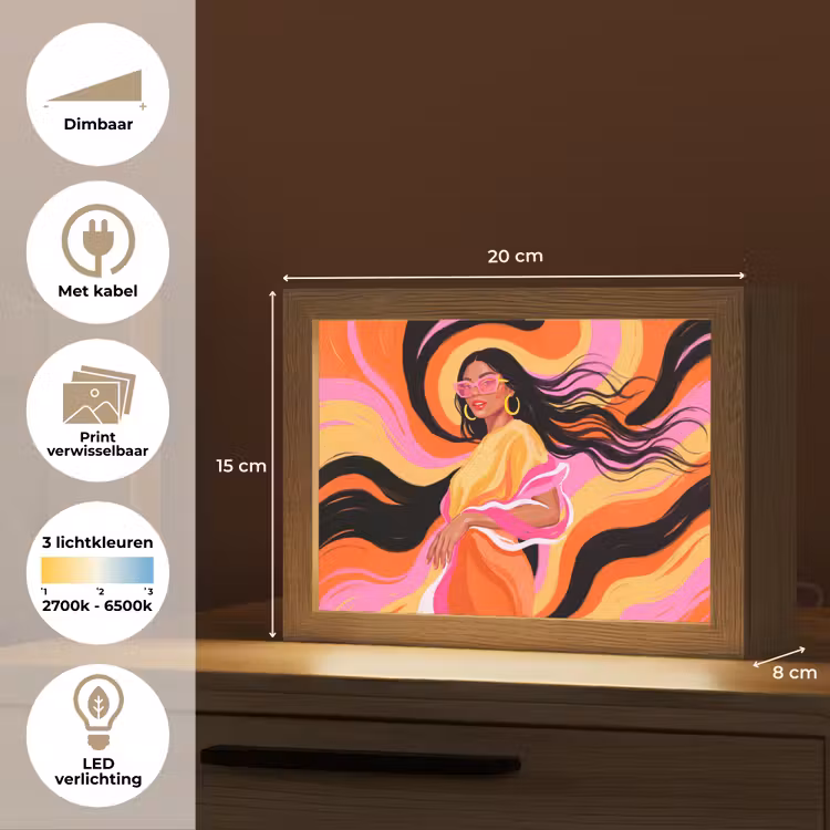 Lightbox - Wandlamp - Vrouw - Zonnebril - Abstract - Kleurrijk — 9