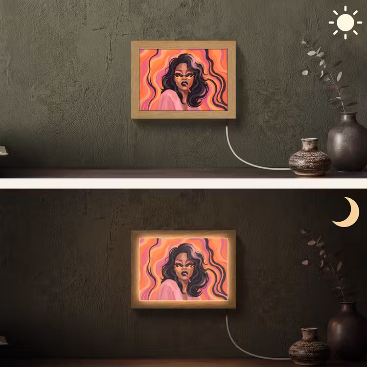 Lightbox - Wandlamp - Vrouw - Zonnebril - Modern - Portret - Oranje — 3