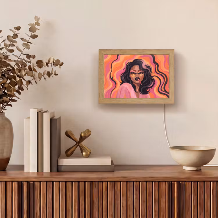 Lightbox - Wandlamp - Vrouw - Zonnebril - Modern - Portret - Oranje — 4