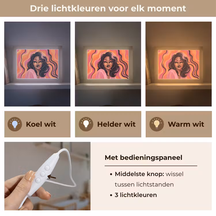 Lightbox - Wandlamp - Vrouw - Zonnebril - Modern - Portret - Oranje — 7
