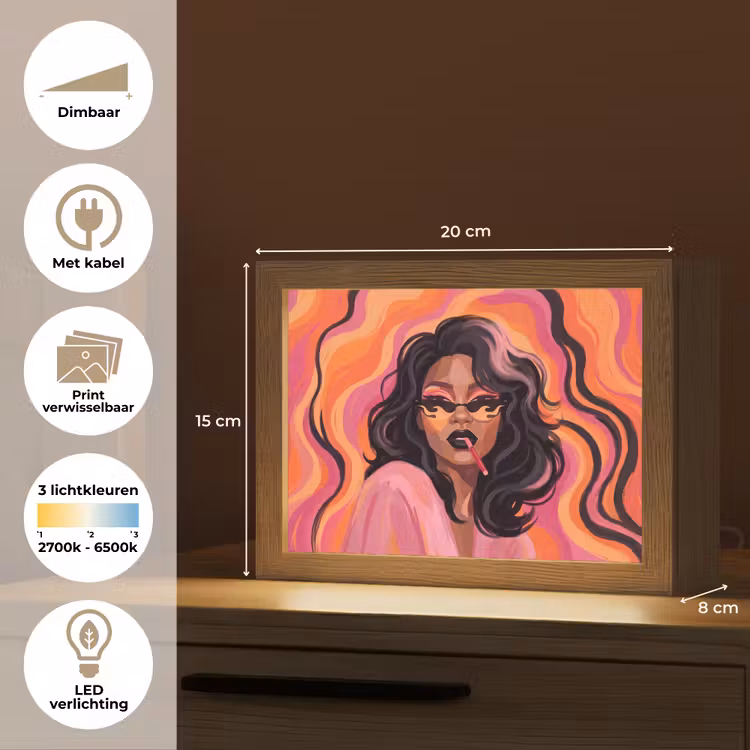 Lightbox - Wandlamp - Vrouw - Zonnebril - Modern - Portret - Oranje — 9