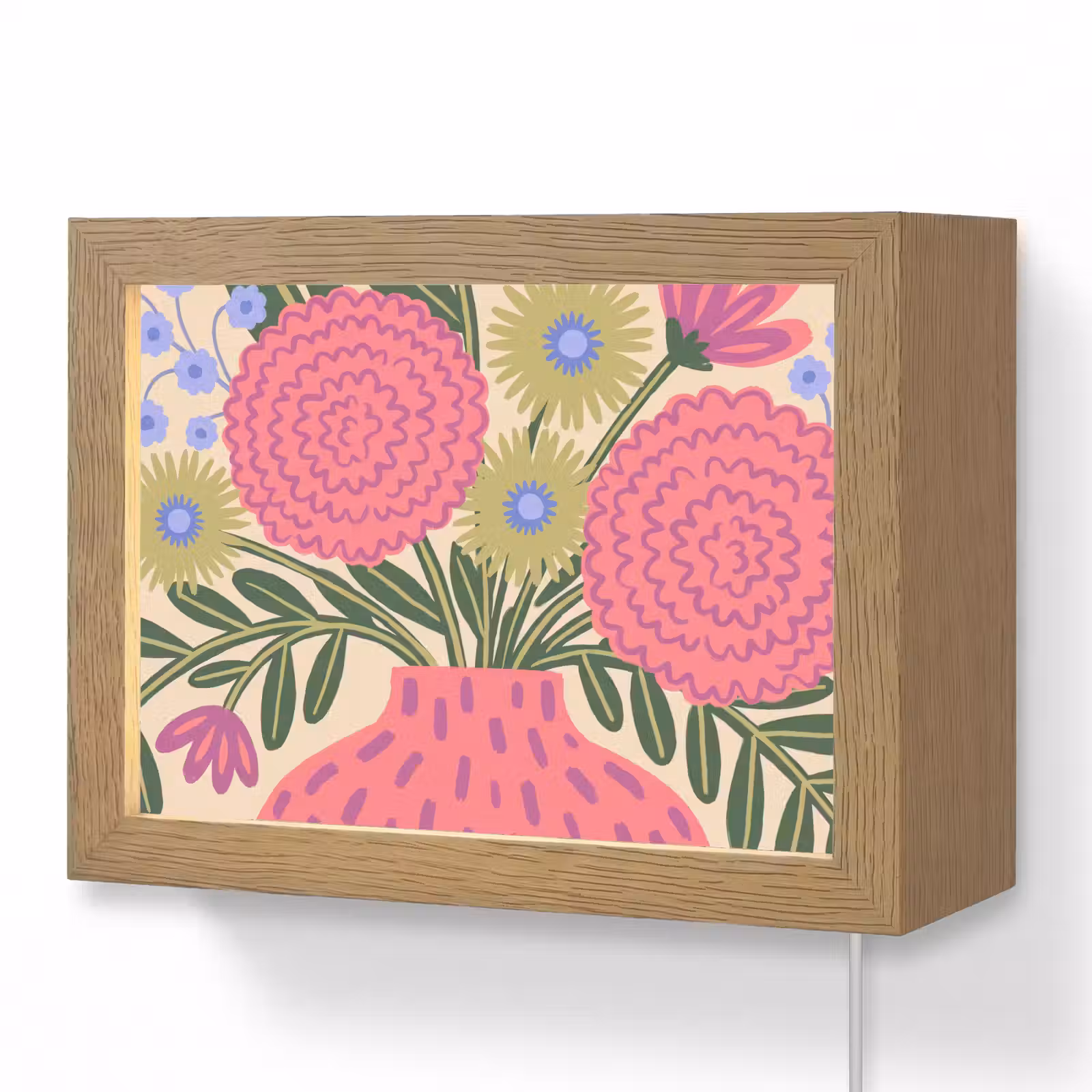 Lightbox - Wandlamp - Bloemen - Boeket - Natuur - Abstract - Roze — 1