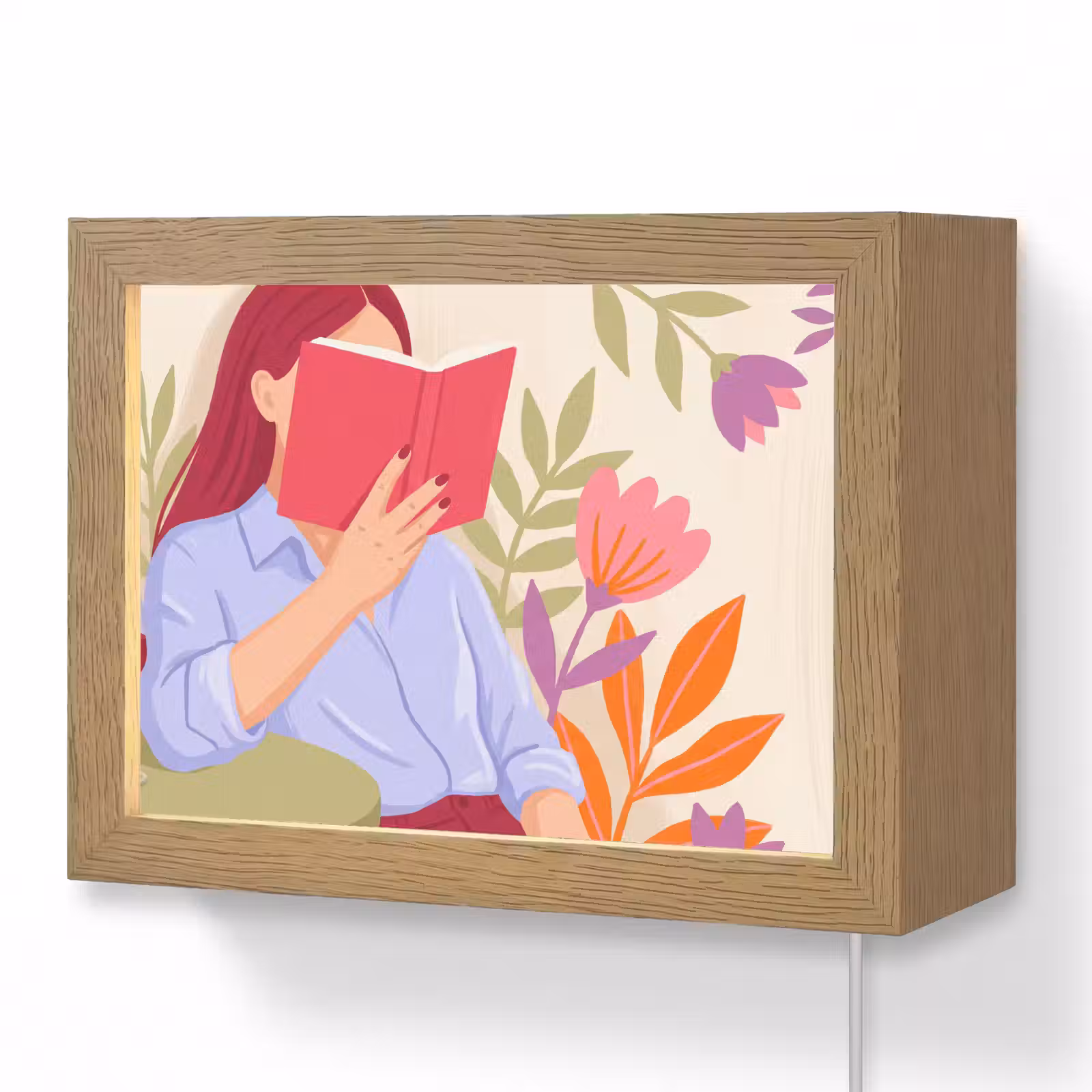 Lightbox - Wandlamp - Vrouw - Lezen - Thuis - Modern - Bloemen — 1