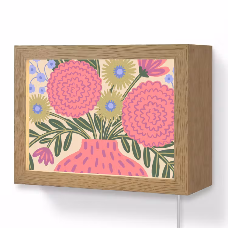 Lightbox - Wandlamp - Bloemen - Boeket - Natuur - Abstract - Roze — 1