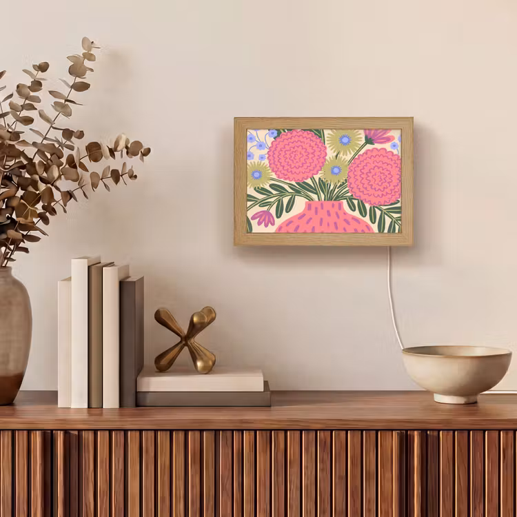 Lightbox - Wandlamp - Bloemen - Boeket - Natuur - Abstract - Roze — 4
