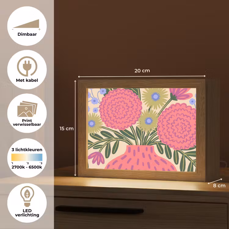 Lightbox - Wandlamp - Bloemen - Boeket - Natuur - Abstract - Roze — 9