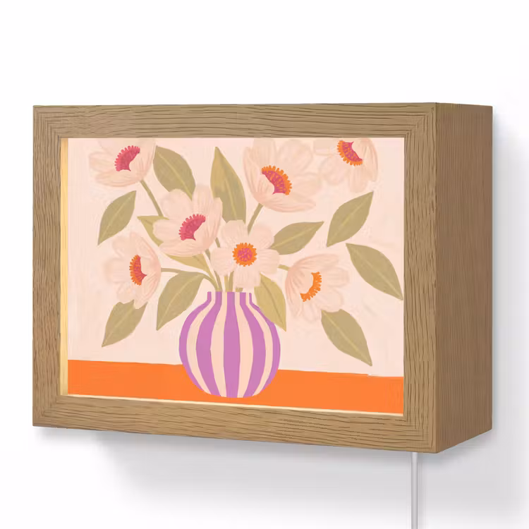 Lightbox - Wandlamp - Bloemen - Vaas - Abstract - Paars - Oranje — 1