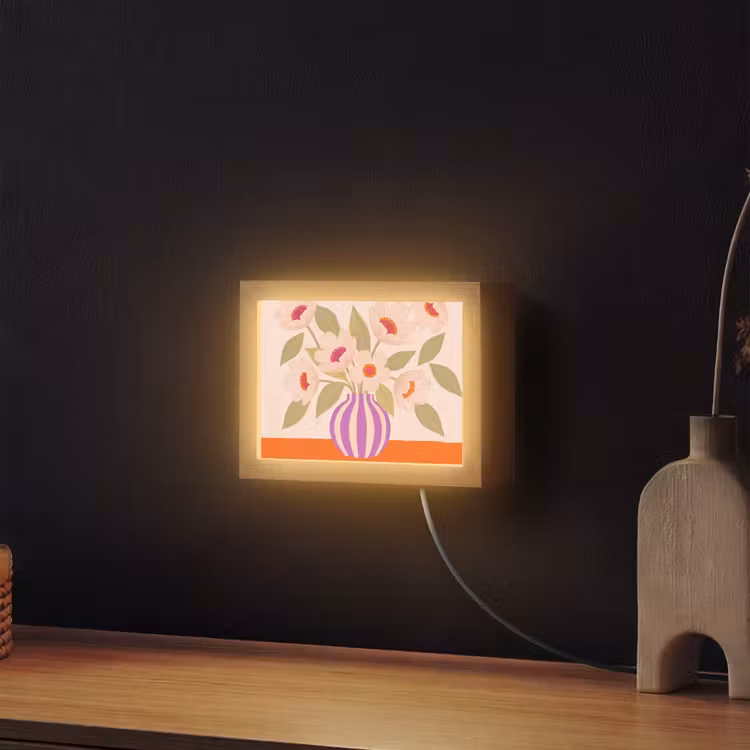 Lightbox - Wandlamp - Bloemen - Vaas - Abstract - Paars - Oranje — 2