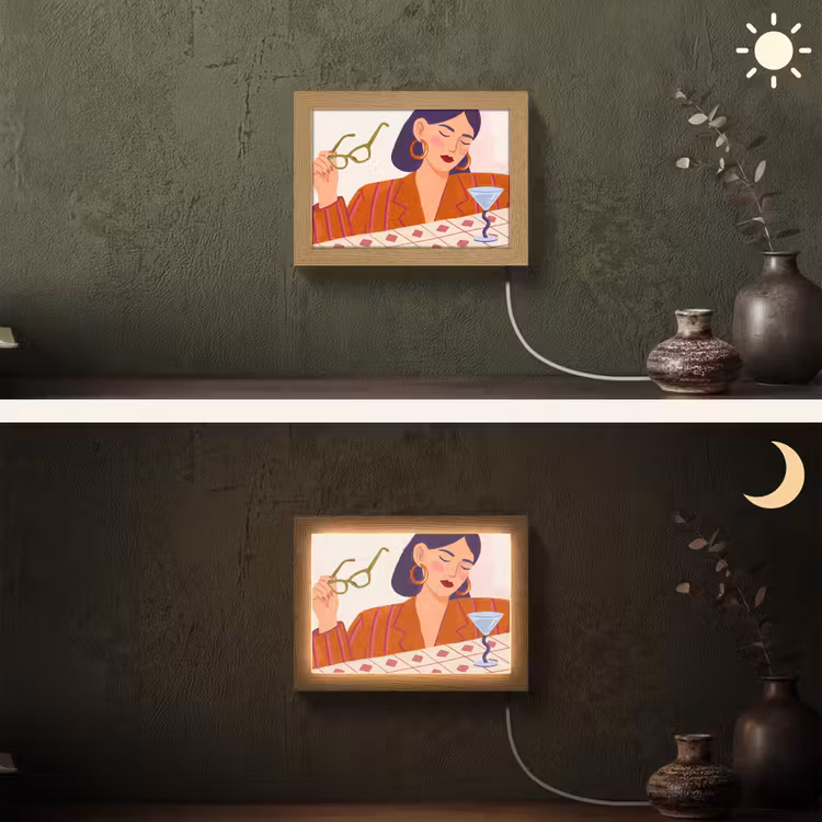 Lightbox - Wandlamp - Vrouw - Bril - Cocktail - Illustratie - Modern — 3