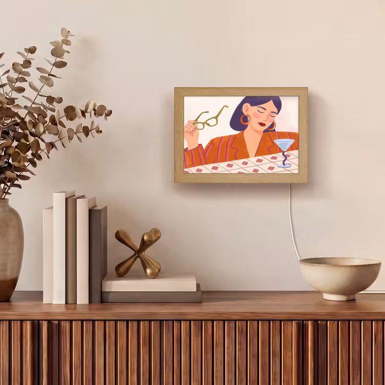 Lightbox - Wandlamp - Vrouw - Bril - Cocktail - Illustratie - Modern — 4