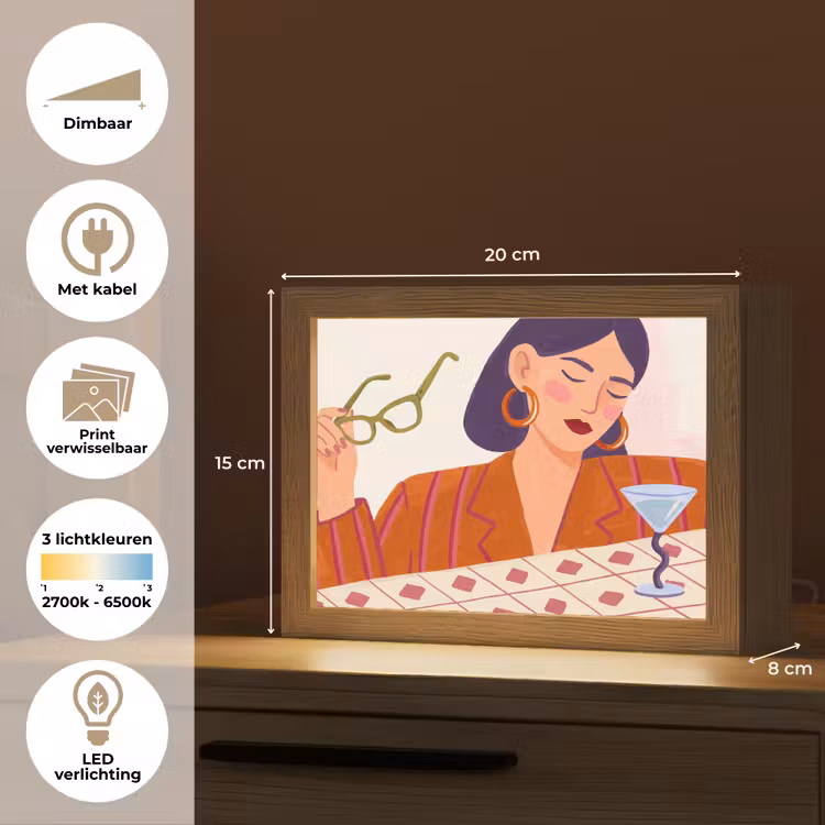 Lightbox - Wandlamp - Vrouw - Bril - Cocktail - Illustratie - Modern — 9