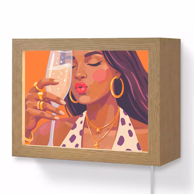 Lightbox - Wandlamp - Vrouw - Champagne - Feest - Modern - Oranje — 1