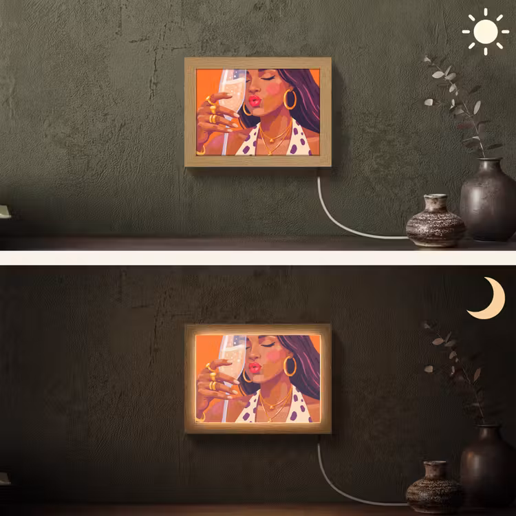 Lightbox - Wandlamp - Vrouw - Champagne - Feest - Modern - Oranje — 3