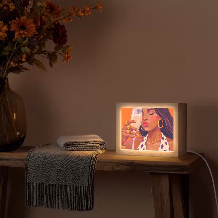 Lightbox - Wandlamp - Vrouw - Champagne - Feest - Modern - Oranje — 5