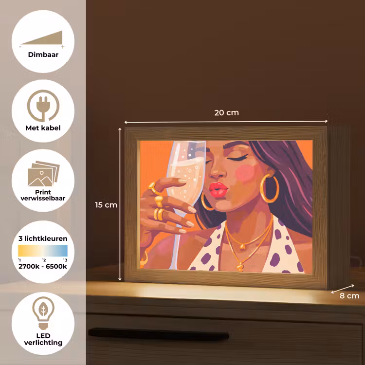 Lightbox - Wandlamp - Vrouw - Champagne - Feest - Modern - Oranje — 9