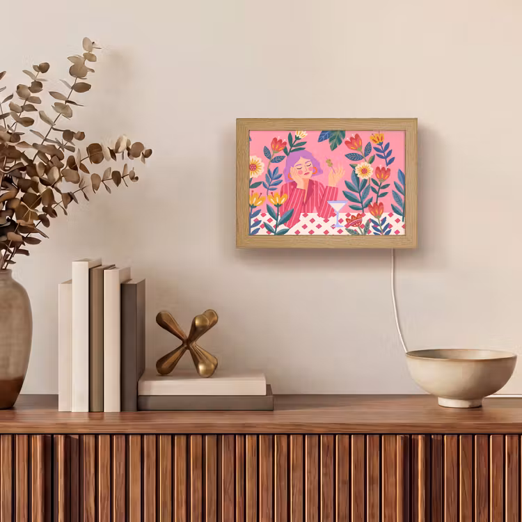 Lightbox - Wandlamp - Vrouw - Cocktail - Bloemen - Modern - Roze — 4